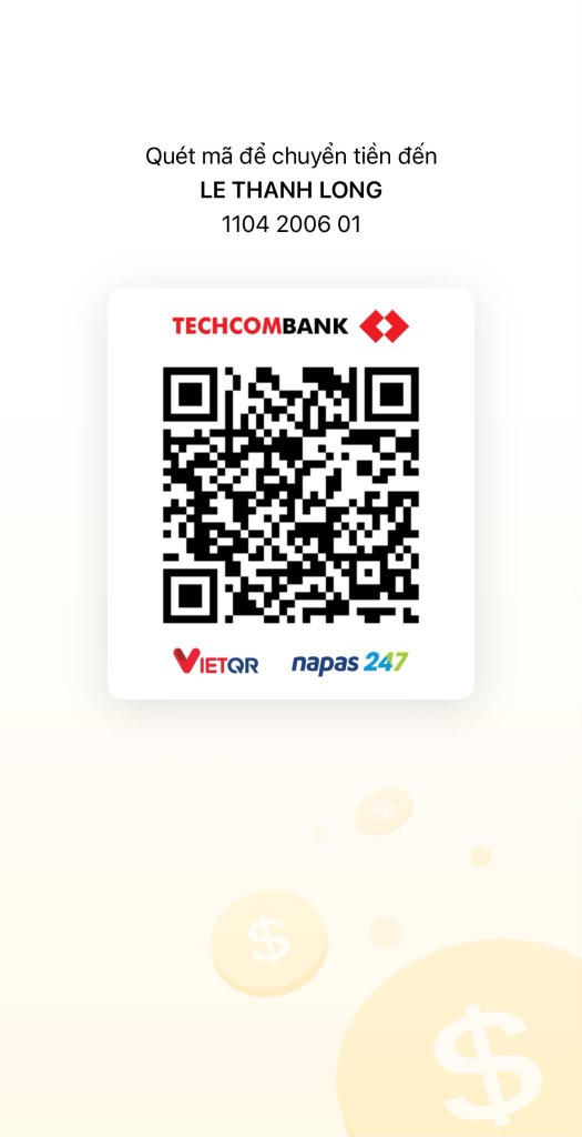 Quét mã chuyển tiền Techcombank LE THANH LONG 1104 2006 01